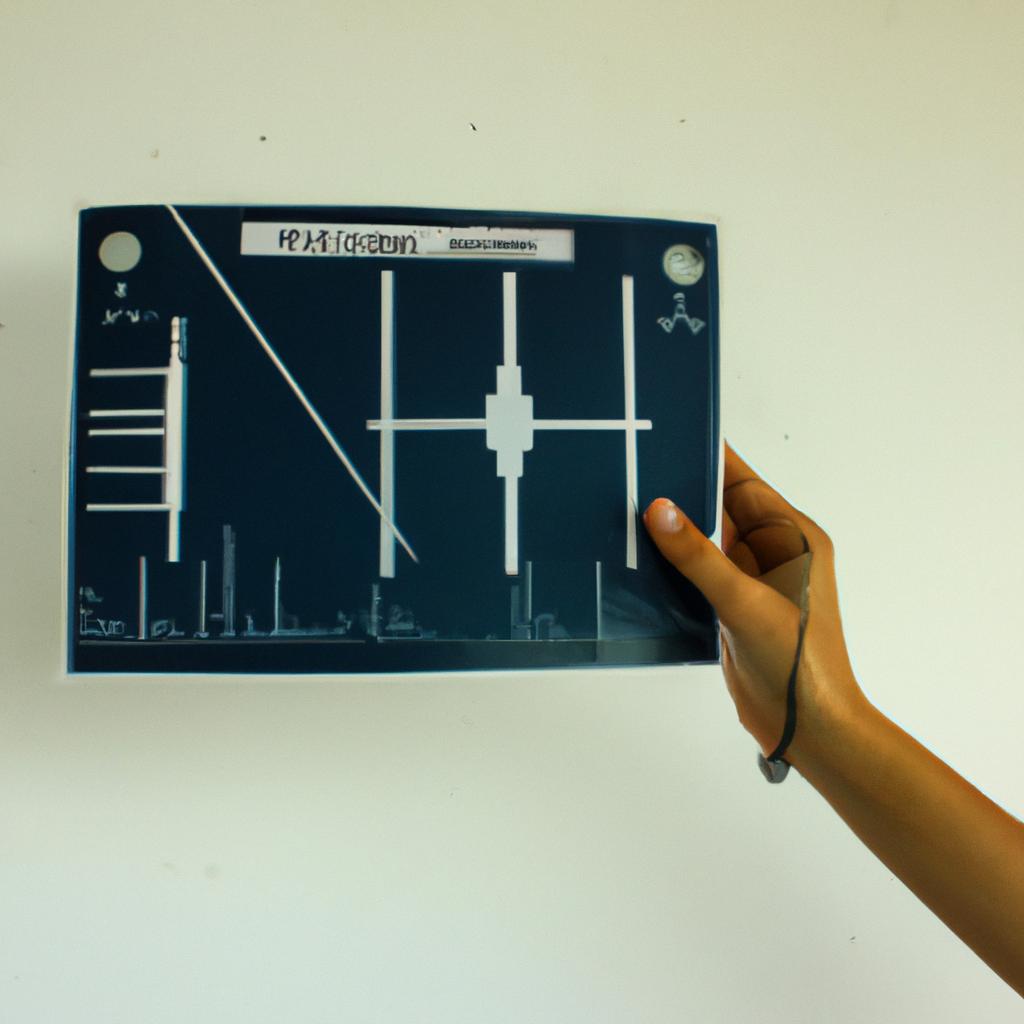 Person holding radio signal diagram